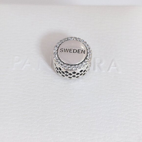 Pandora Sweden Flag Bead Charm Bracelet Pendant S925 Silver with box - Picture 5 of 6